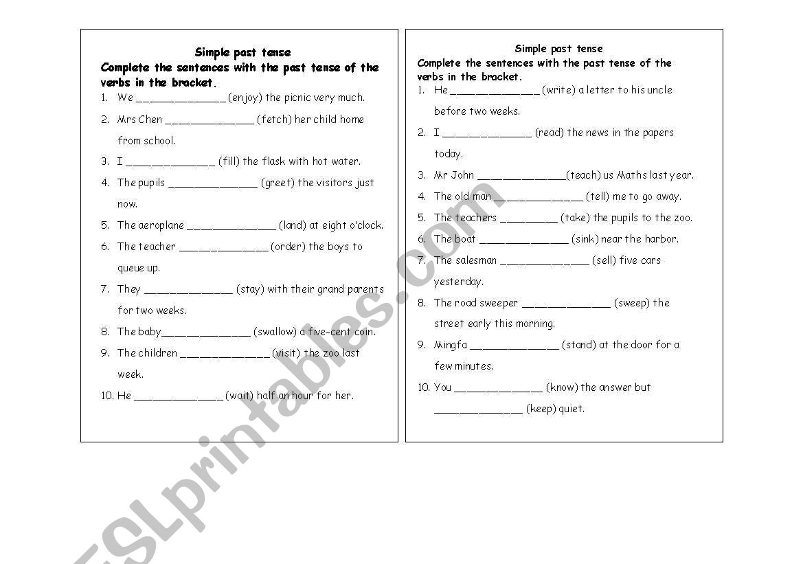 simple past worksheet