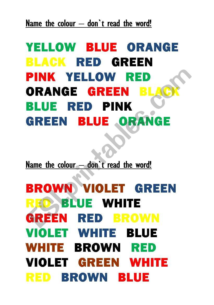 Name the colour - not the word!