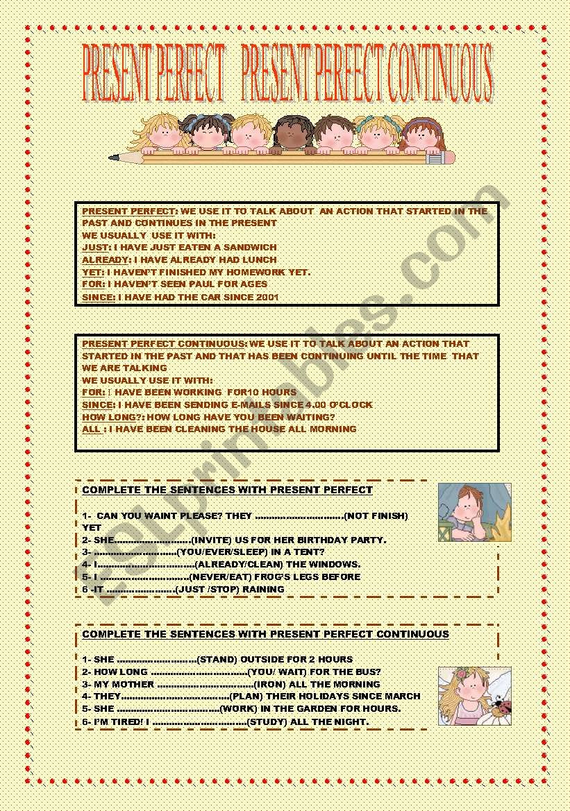 PRESENT PERFECT vs PRESENT PERFECT CONTINUOUS