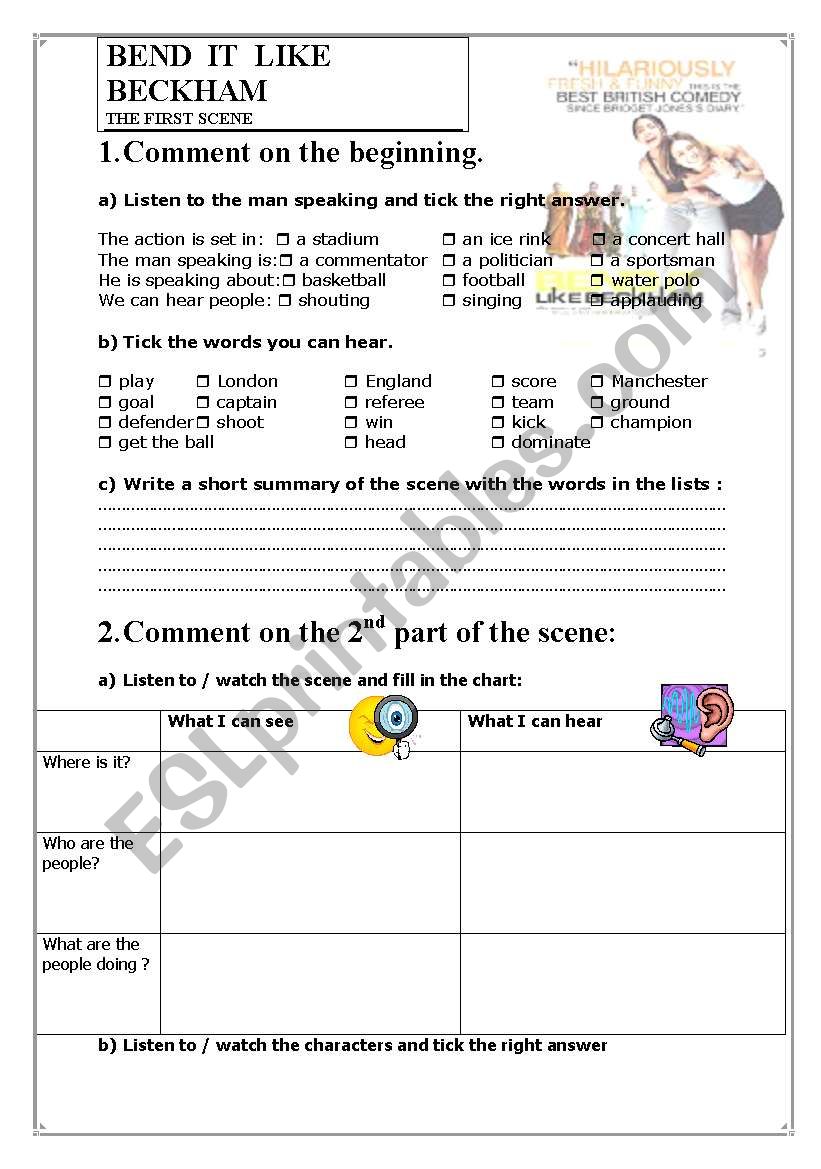  bend it like beckham worksheet