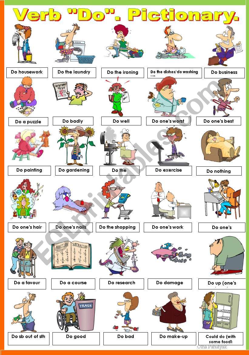 VERB DO. PICTIONARY  worksheet