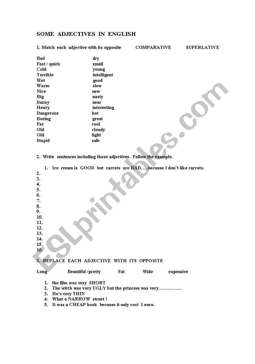 Work with adjectives in English