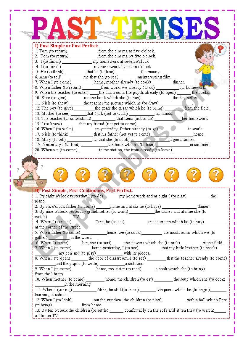 Past Tense Worksheet Esl