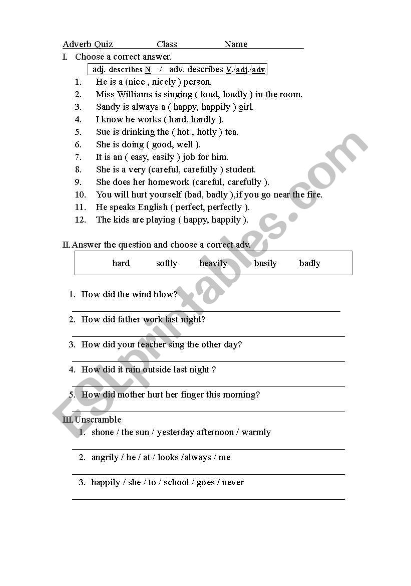 Adverb exercises_quiz worksheet