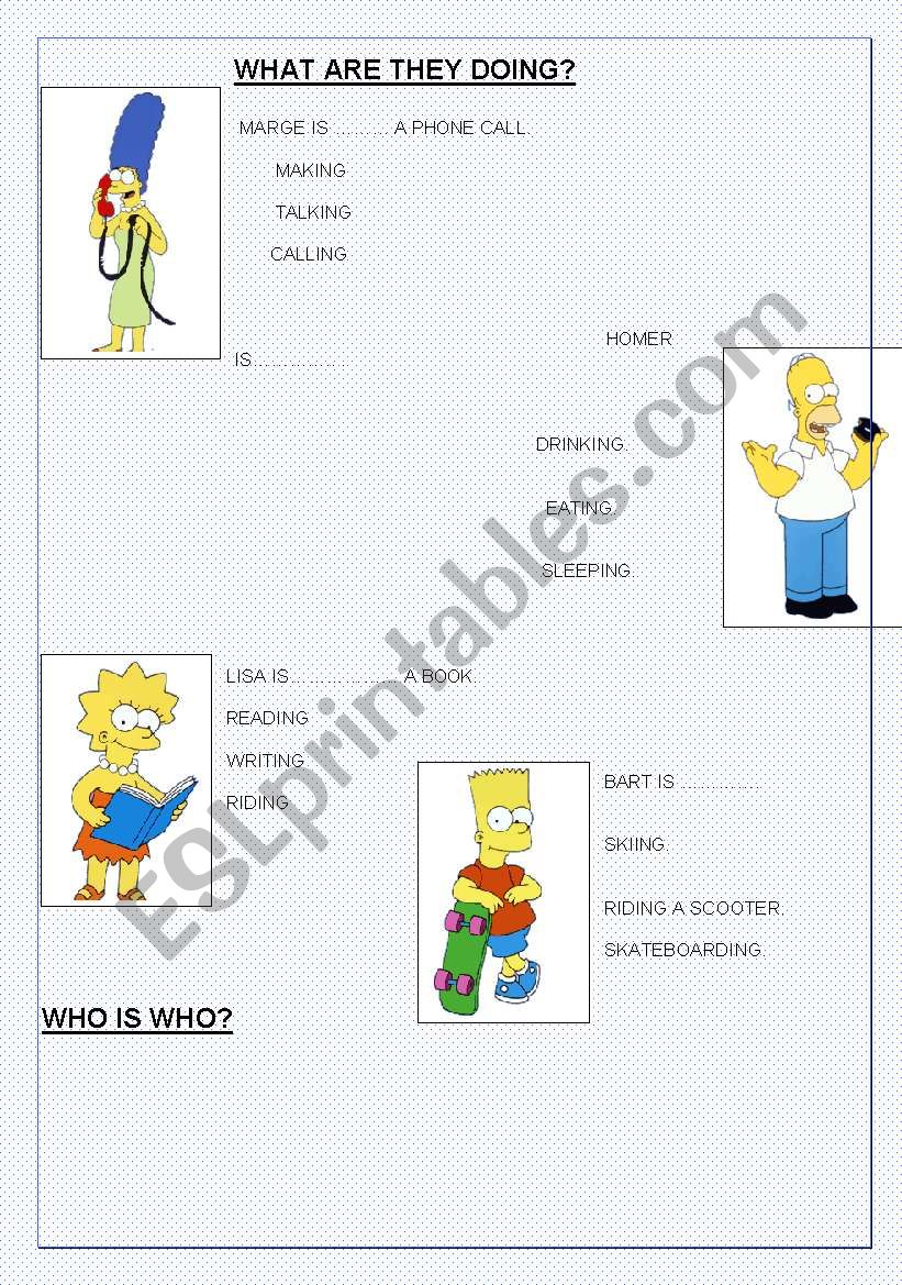 THE SIMPSON 3 ACTIVITIES- PRES. CONT, TRUE/FALSE, DESCRIPTION