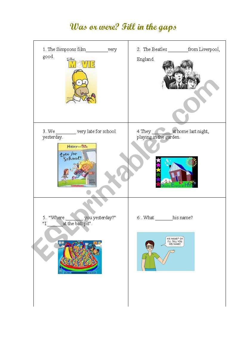 Was or Were? worksheet