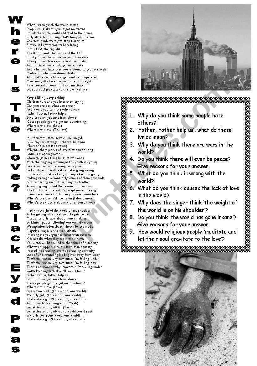 Where is the Love? worksheet