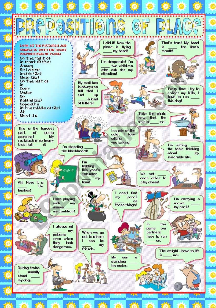 Prepositions of Place worksheet