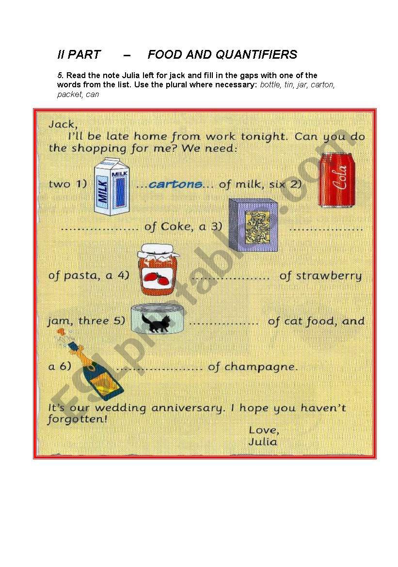 II part - food and quantifiers 