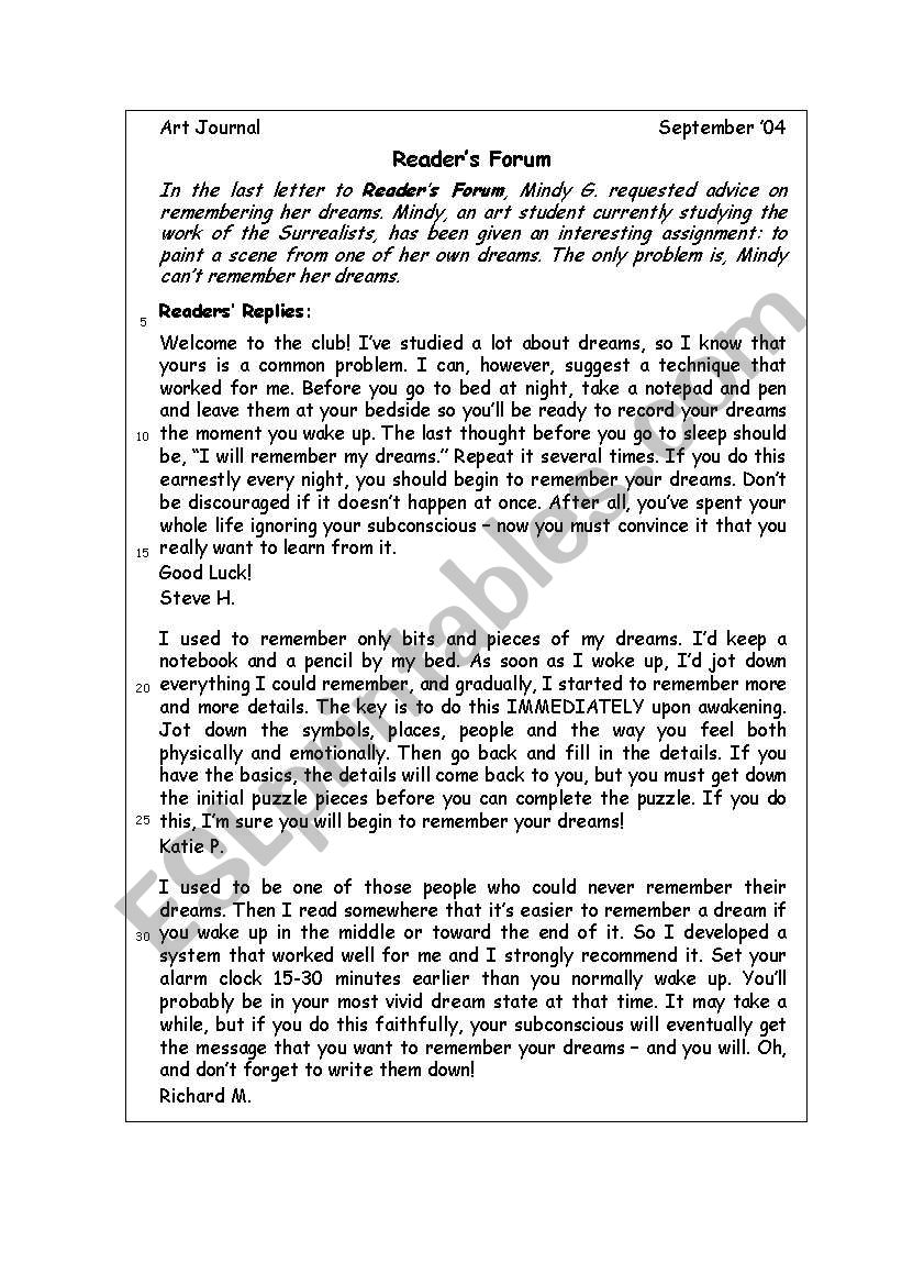a test worksheet