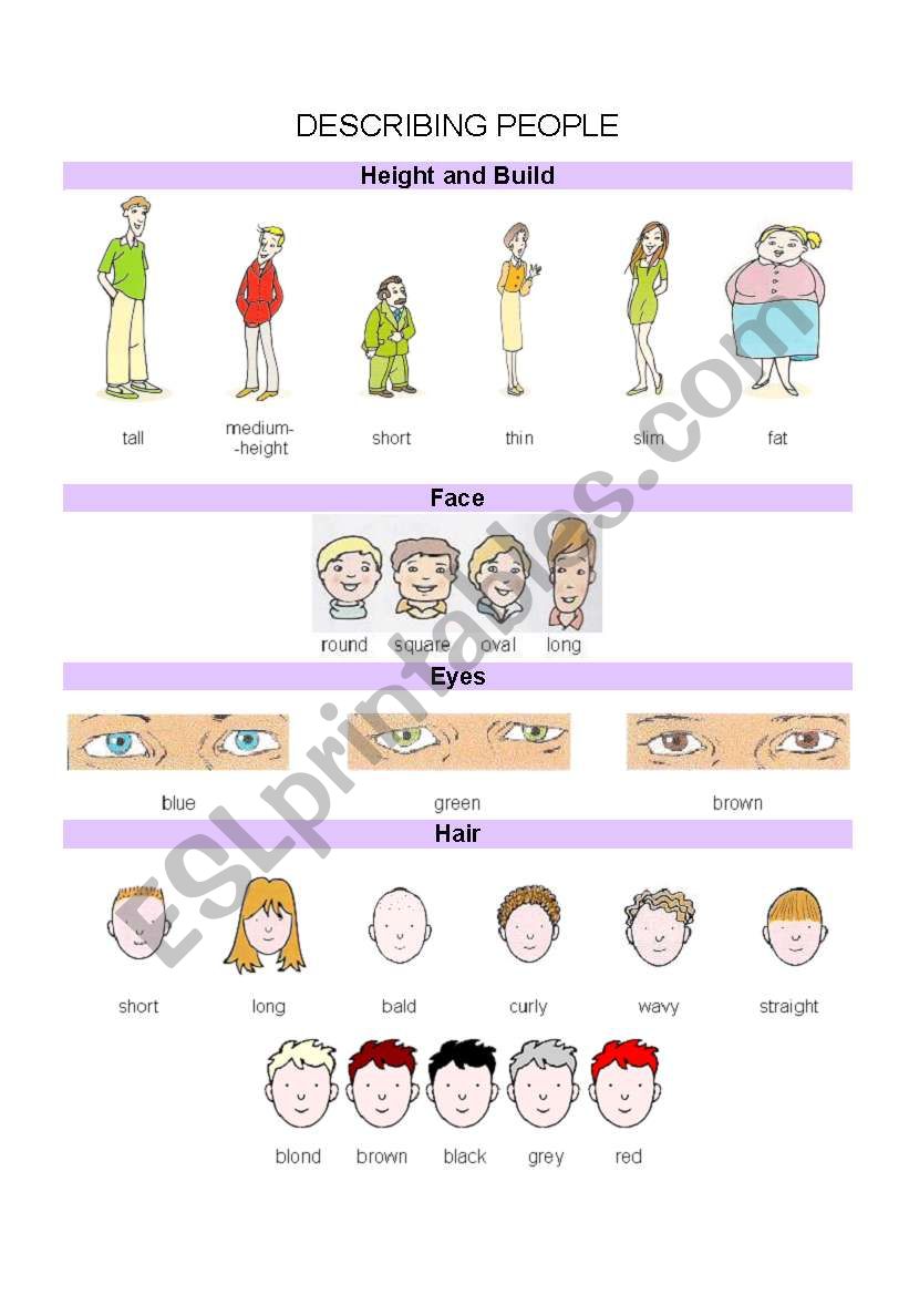 describing people worksheet