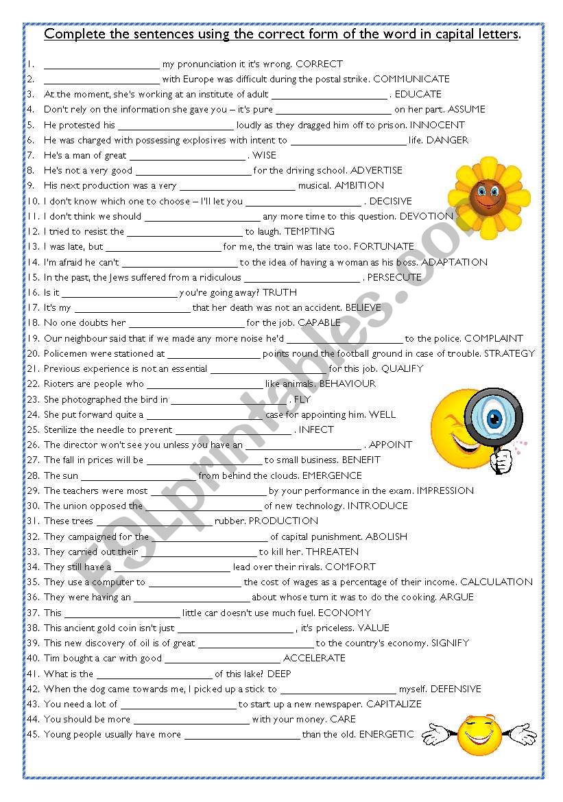 Word formation exercise (2) worksheet