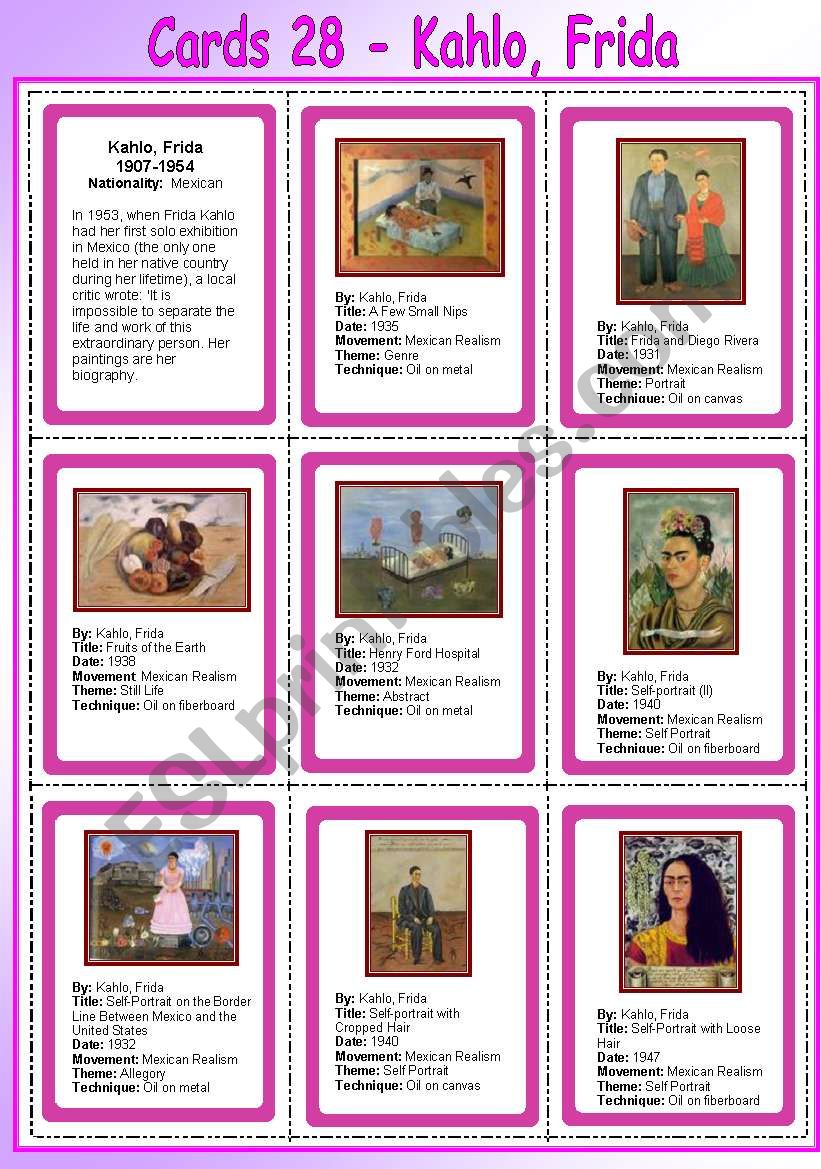 Cards 28 - Kahlo, Frida - (Mexican Realism)