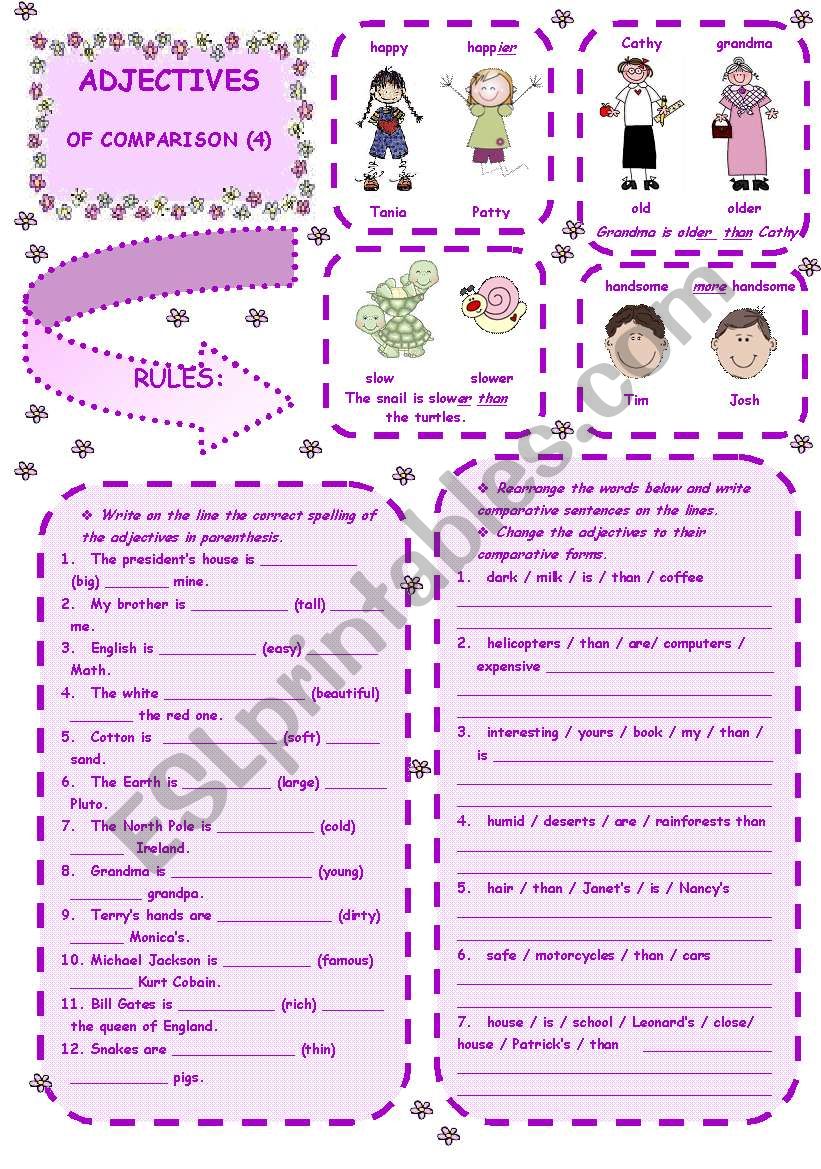 ADJECTIVES OF COMPARISON  -  4th ws