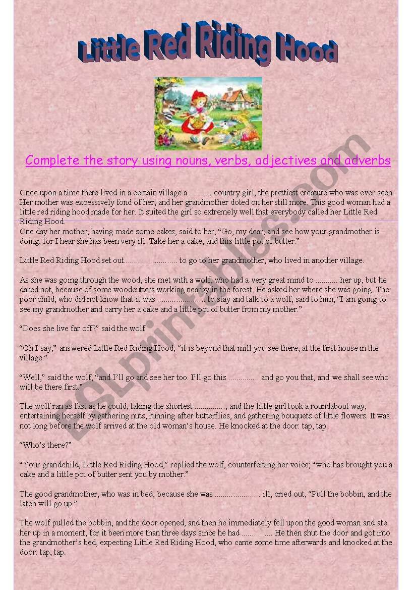 Little red riding hood worksheet