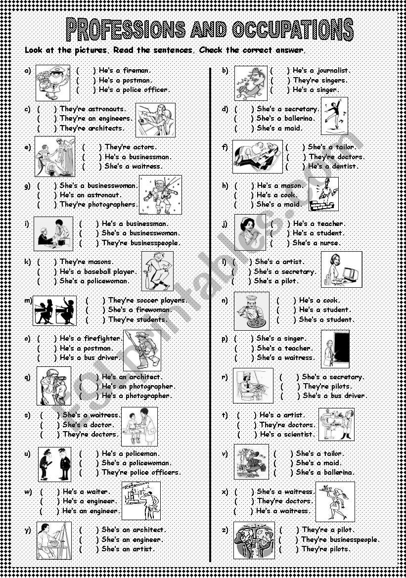 PROFESSIONS AND OCCUPATIONS + PRONOUNS + VERB TO BE