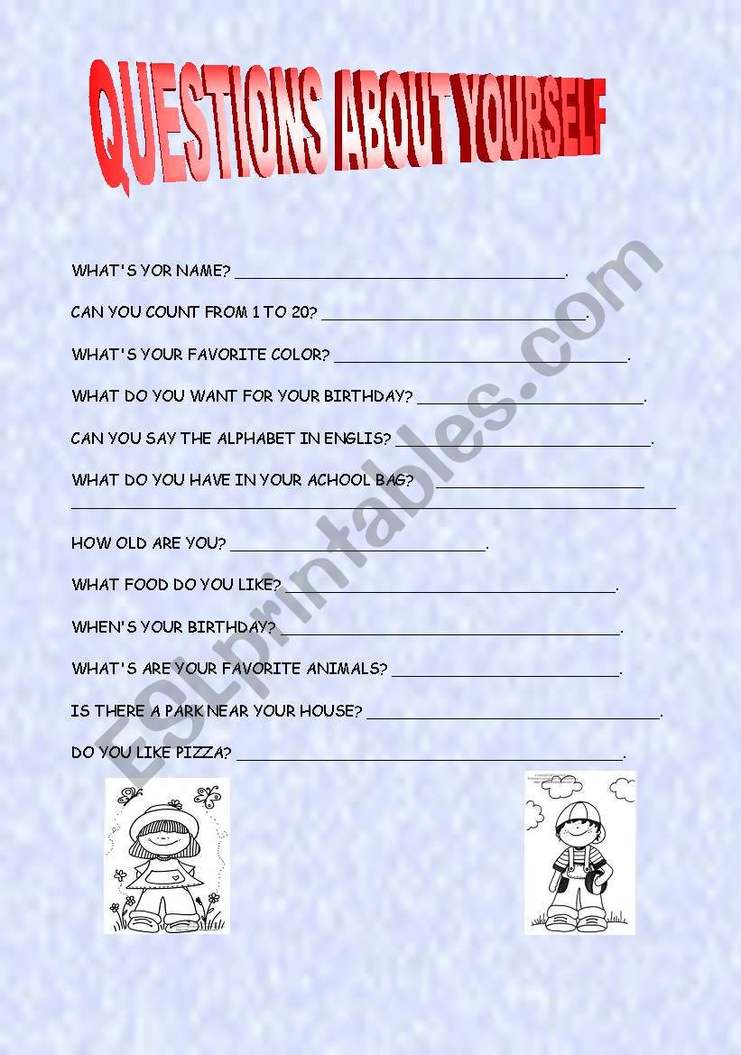 introduction to yourself worksheet