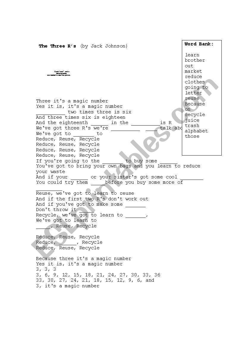 The 3Rs By Jack Johnson - Song Activity