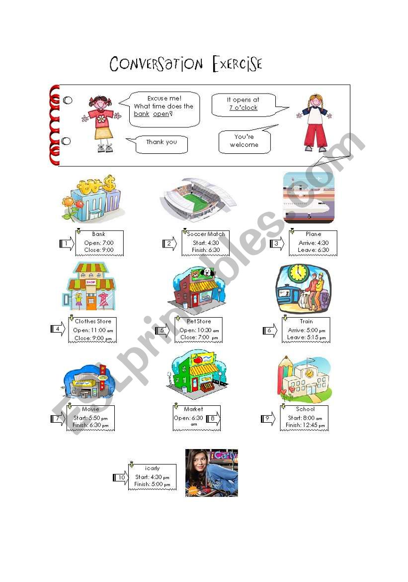 Conversation about times worksheet