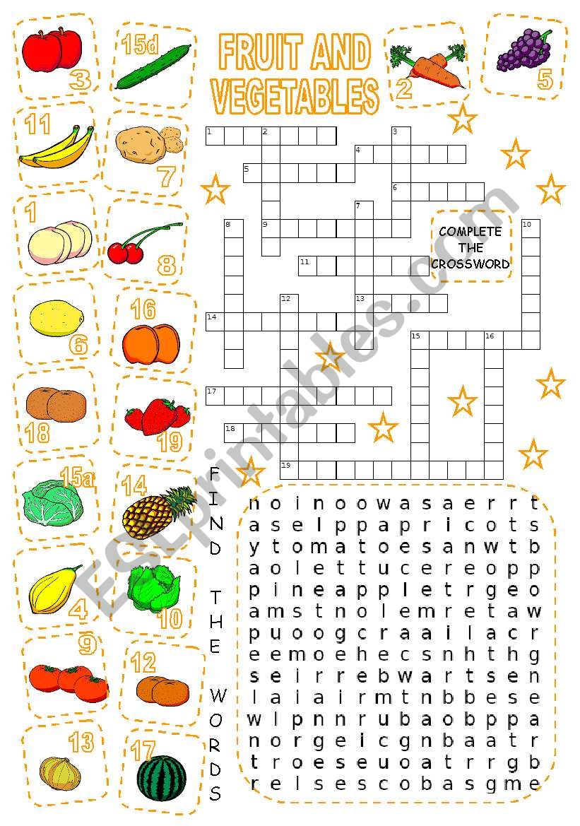 FRUIT AND VEGETABLES worksheet