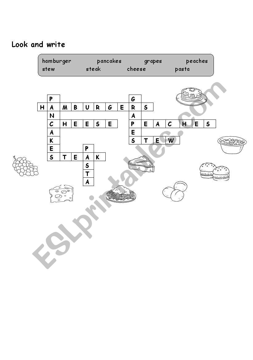 food worksheet