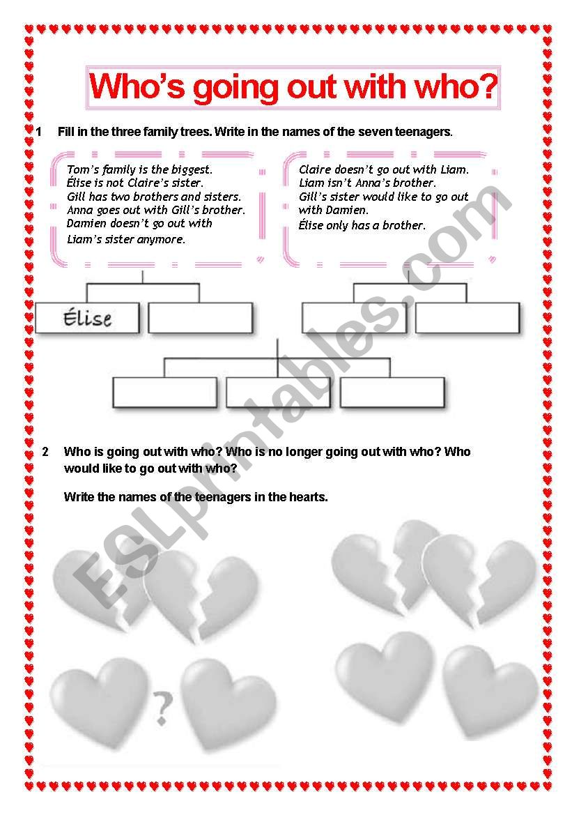 Whos going out with who? worksheet