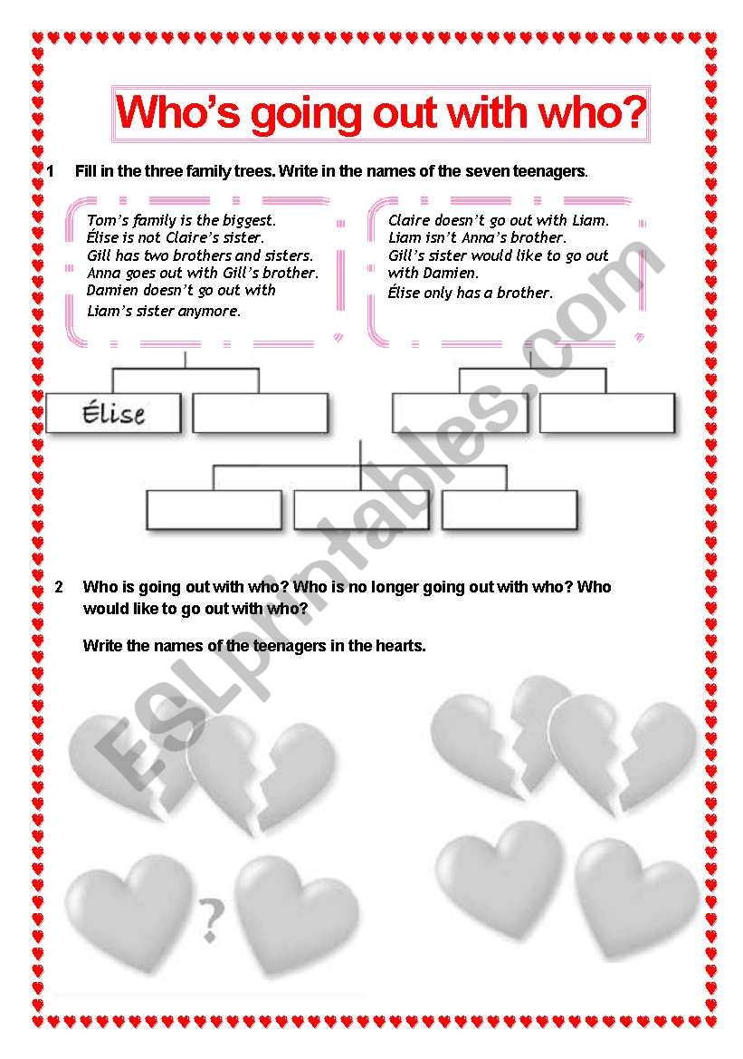 WhoÂ´s going out with who? worksheet