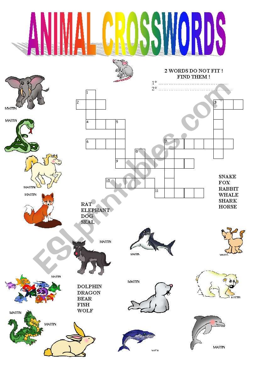 ANIMAL CROSSWORDS worksheet