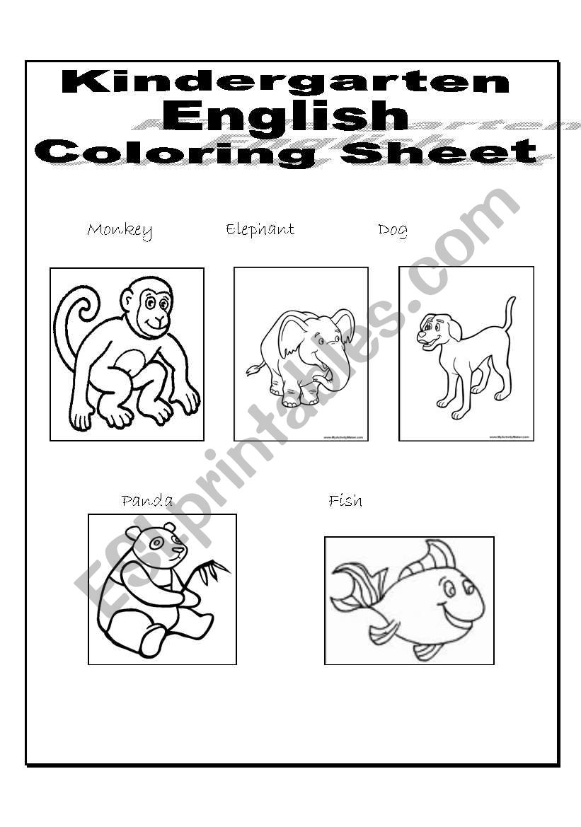 Animal Coloring Sheet worksheet