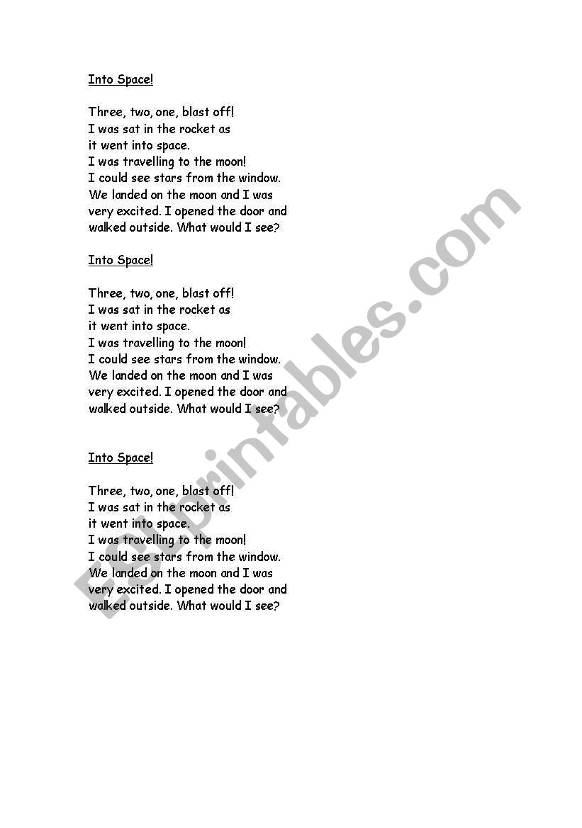 Story Starter - Into Space worksheet