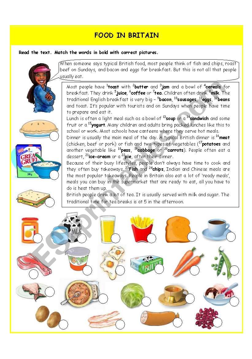 Food in Britain worksheet