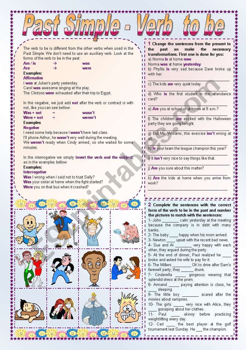 Past Simple - Verb to be worksheet
