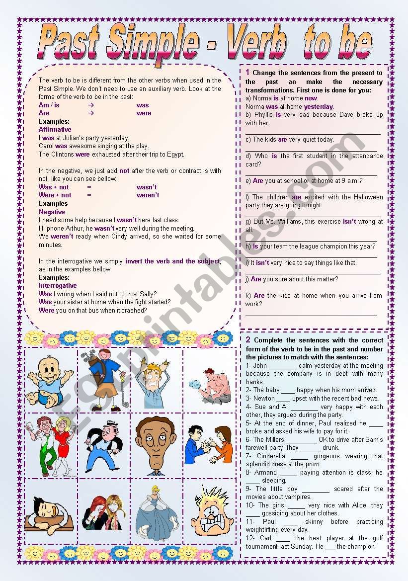 Past Simple - Verb to be worksheet