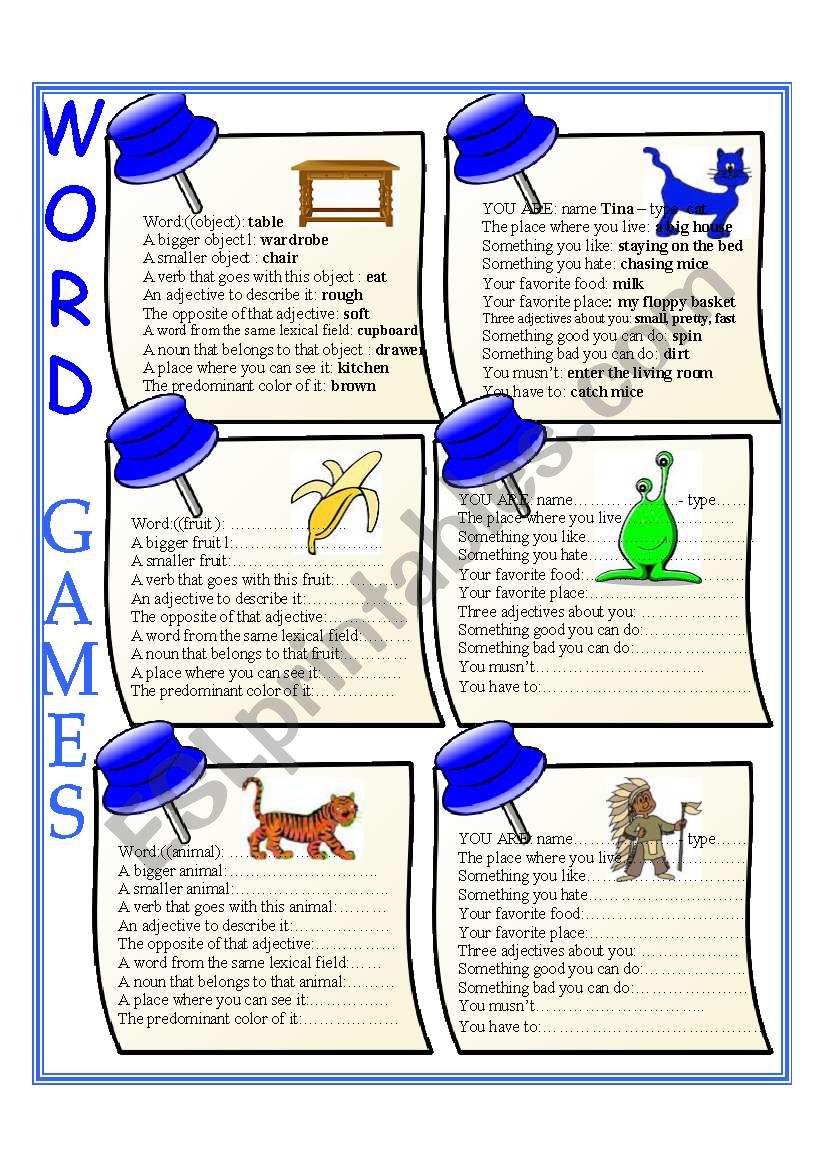 Word games - elementary  worksheet
