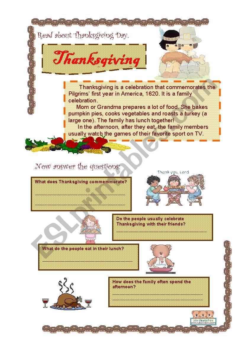 Thanksgiving  worksheet