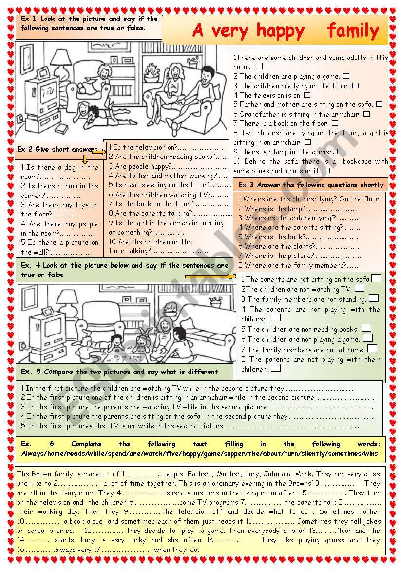 A very happy family worksheet