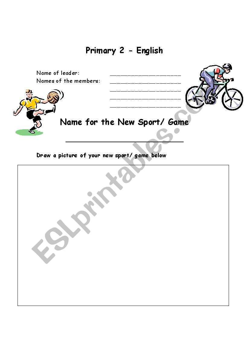 Worksheet to introduce a sports