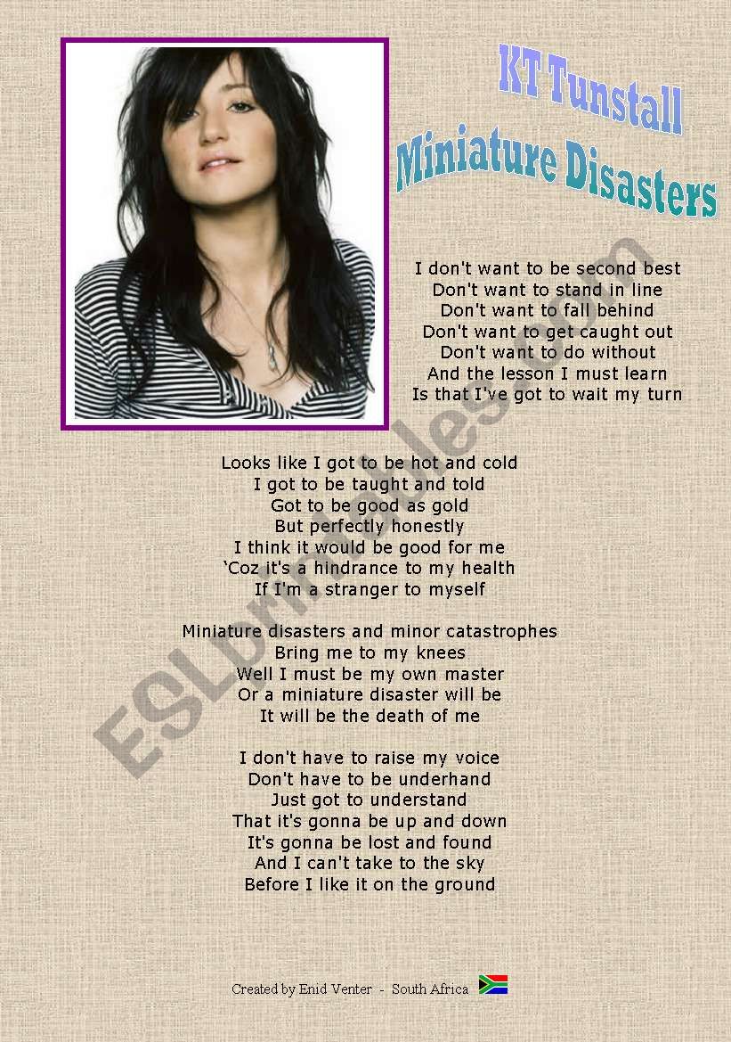 Song : KT Tunstall Miniature Disasters