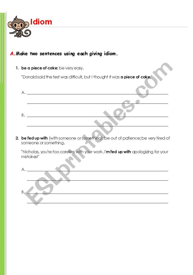 idiom for kids worksheet