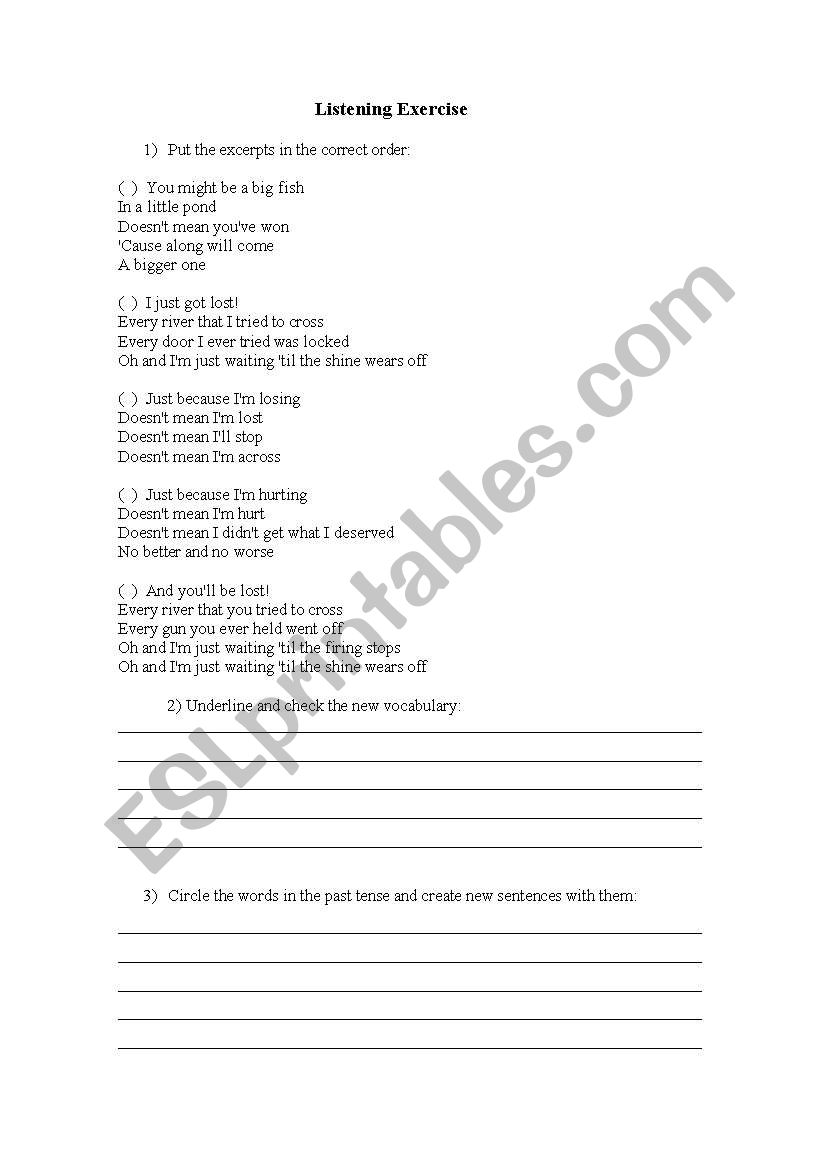 Lost Coldplay worksheet