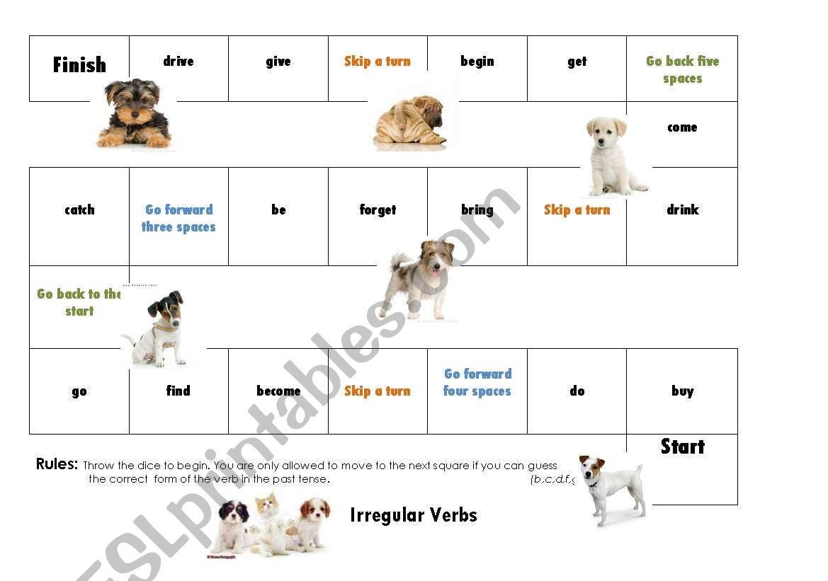 Irregular Verb Board Game 1/3 worksheet