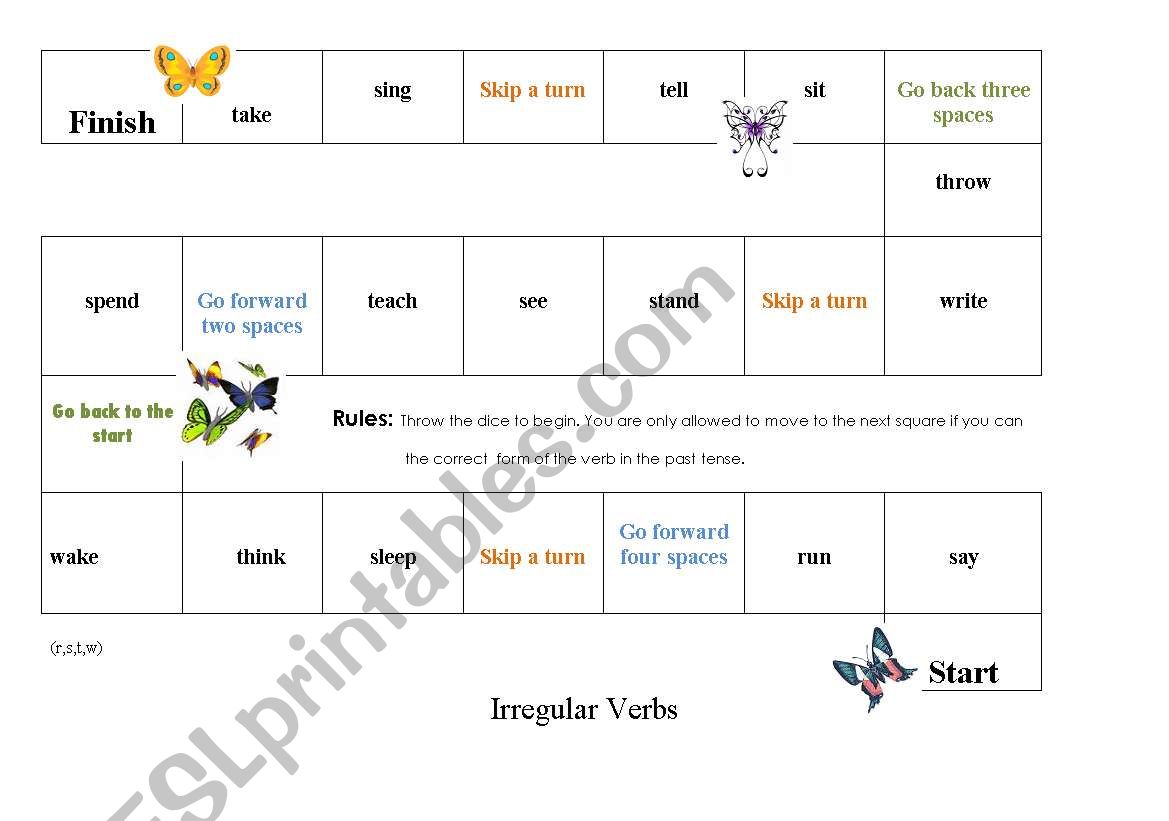 Irregular Verbs Board Game 3/3