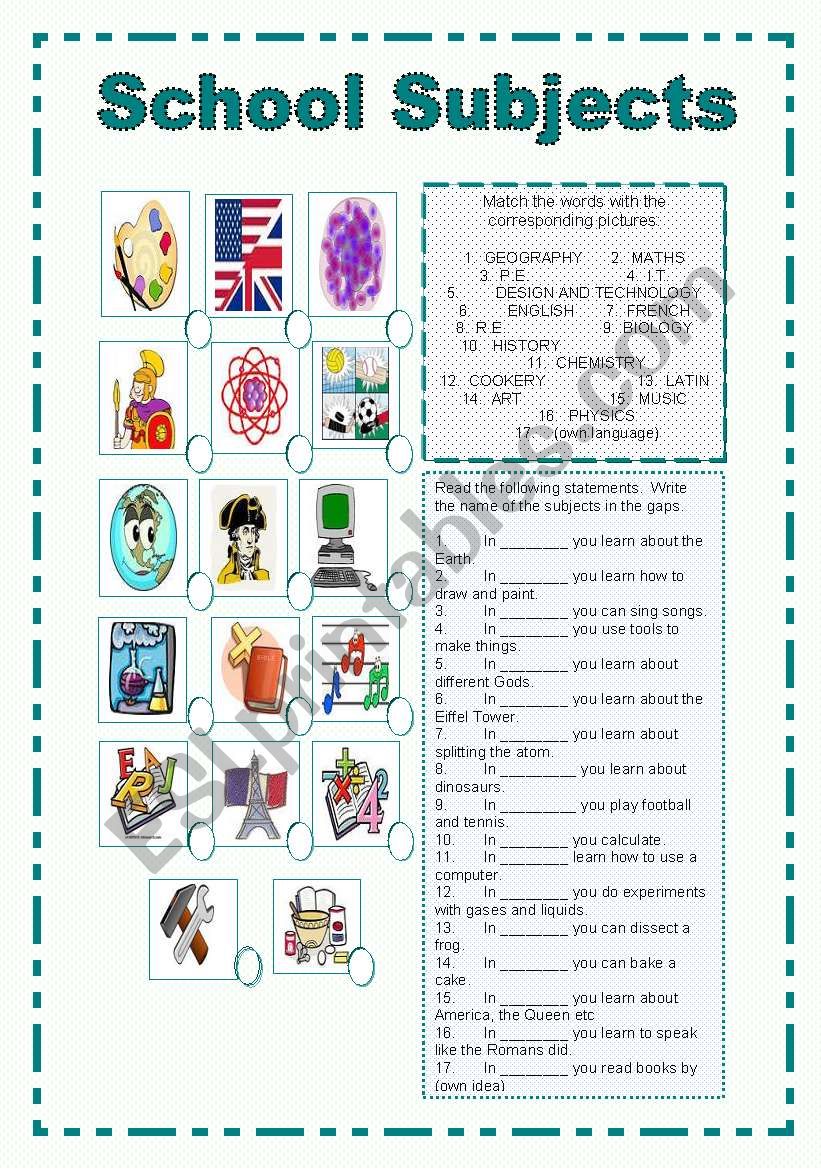 school-subjects-esl-worksheet-by-pepelie