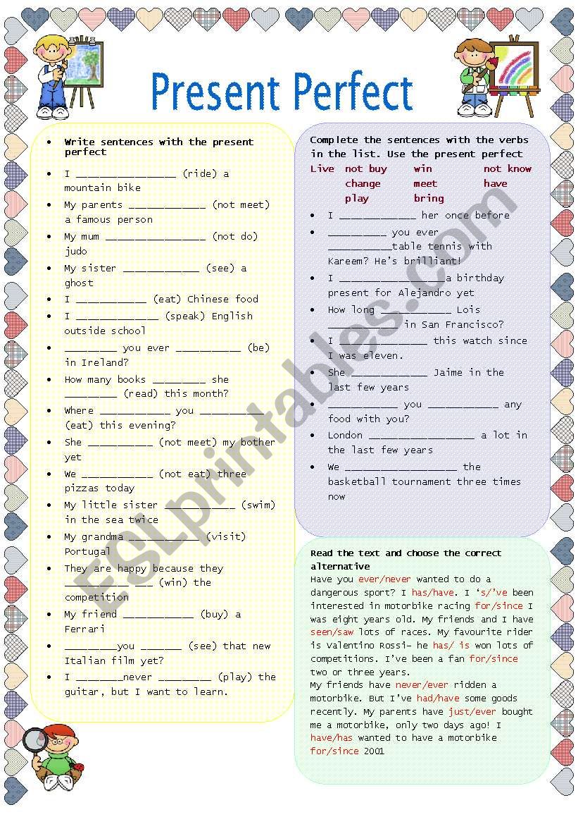 PRESENT PERFECT worksheet