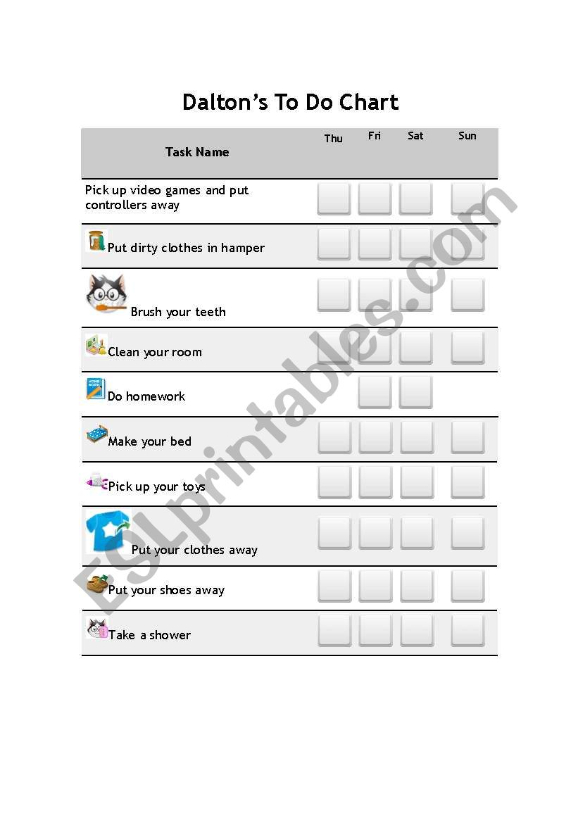 chore chart worksheet