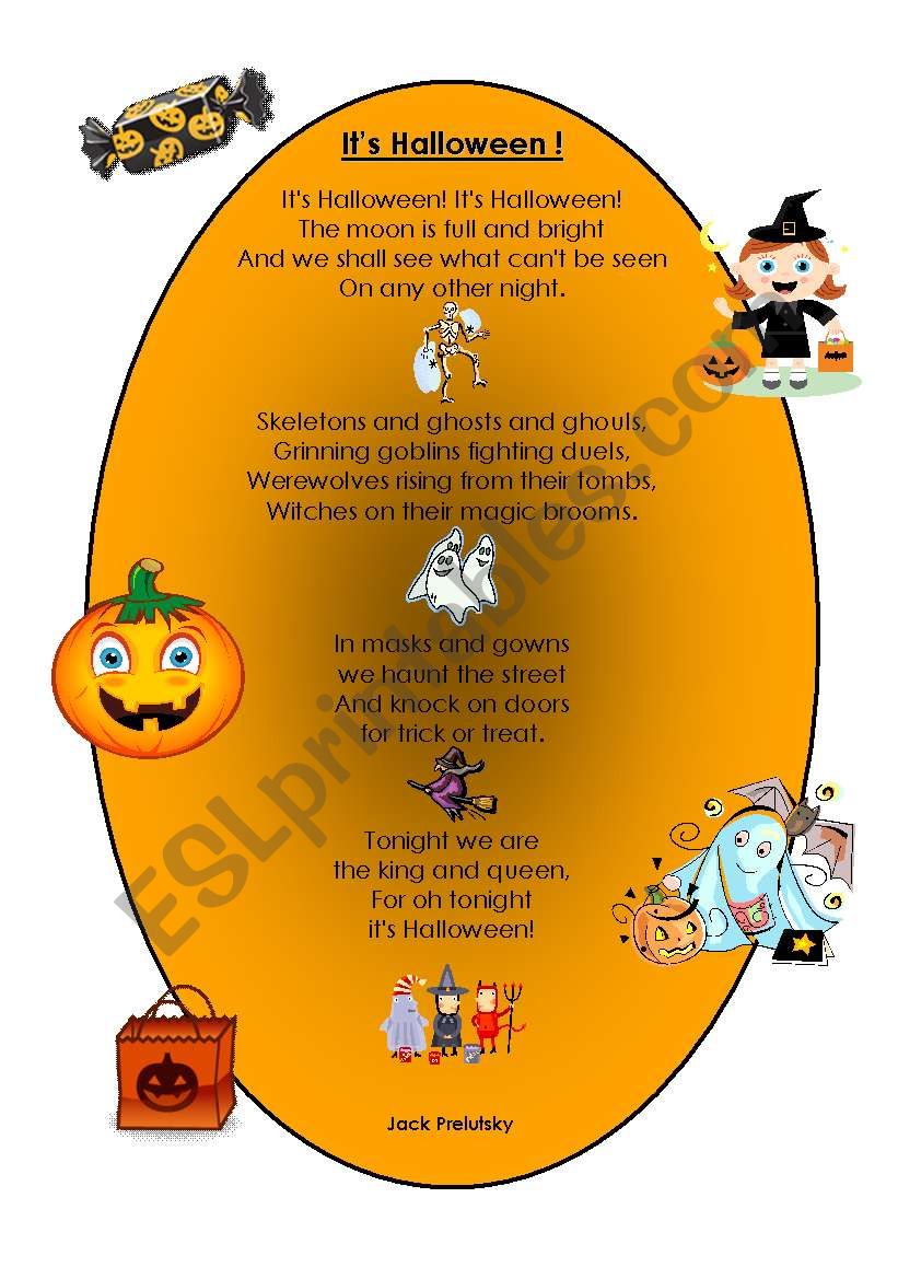 Halloween poem worksheet