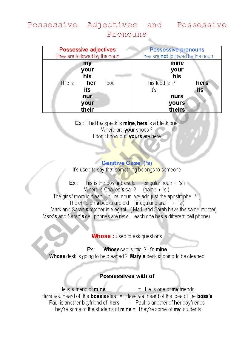 Possessive pronouns explanation