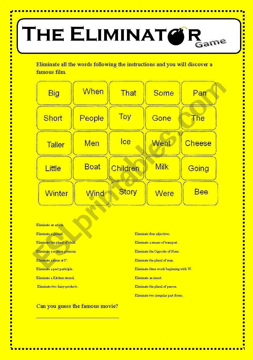 The Eliminator Game worksheet