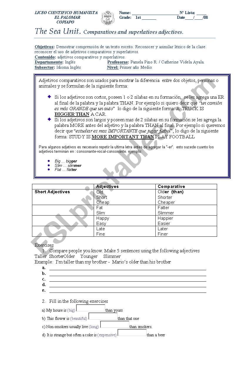 Comparatives worksheet