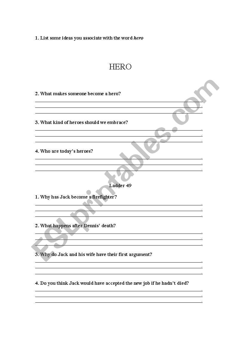 Movie activity - Ladder 49 worksheet